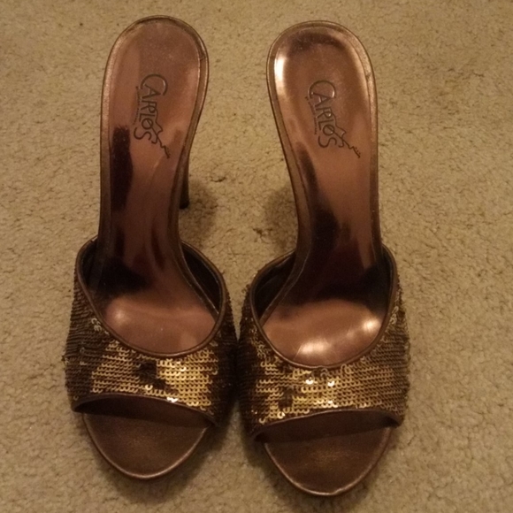 Carlos Santana Shoes - Copper Sparkly sequin heels by Carlos Santana